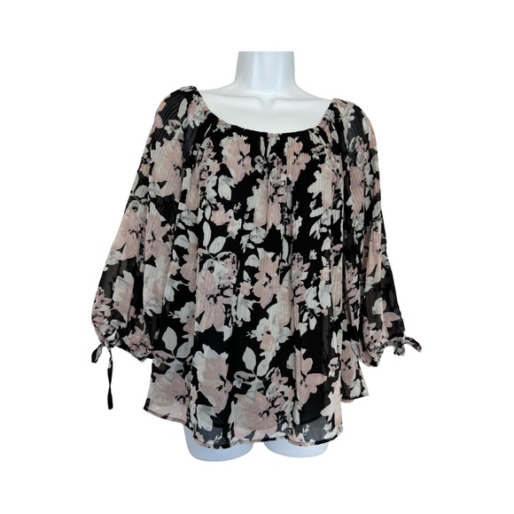 Tribal Jeans Tops - Tribal Jeans floral print lined blouse size S/P. Pink & black floral work office